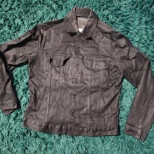 Naked & Famous Black Power Stretch Denim Jacket Size L Raw